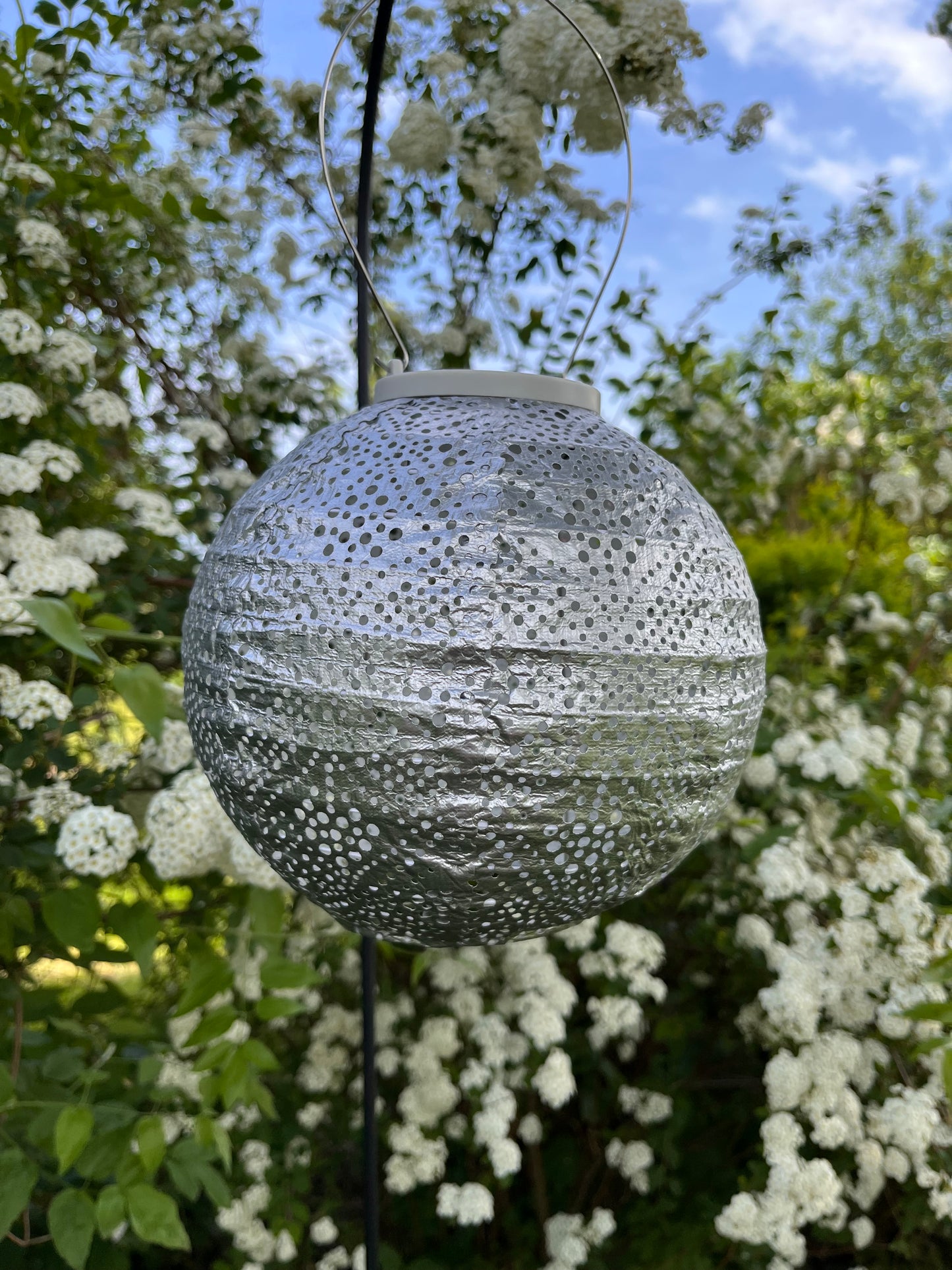 Flot sølv farvet lampe 20 cm. Nr. RO20/92
