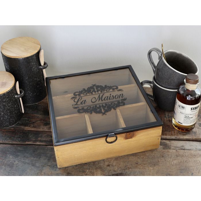 Træ æske med 6 rum.