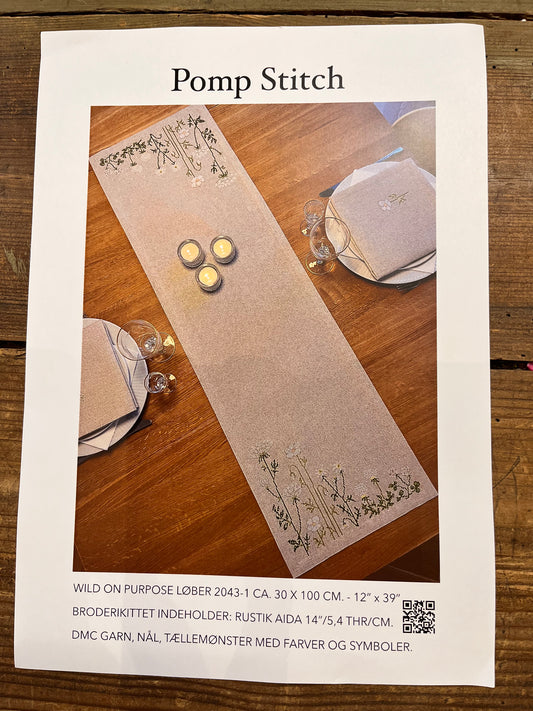 Broderi kit bordløber med vilde blomster