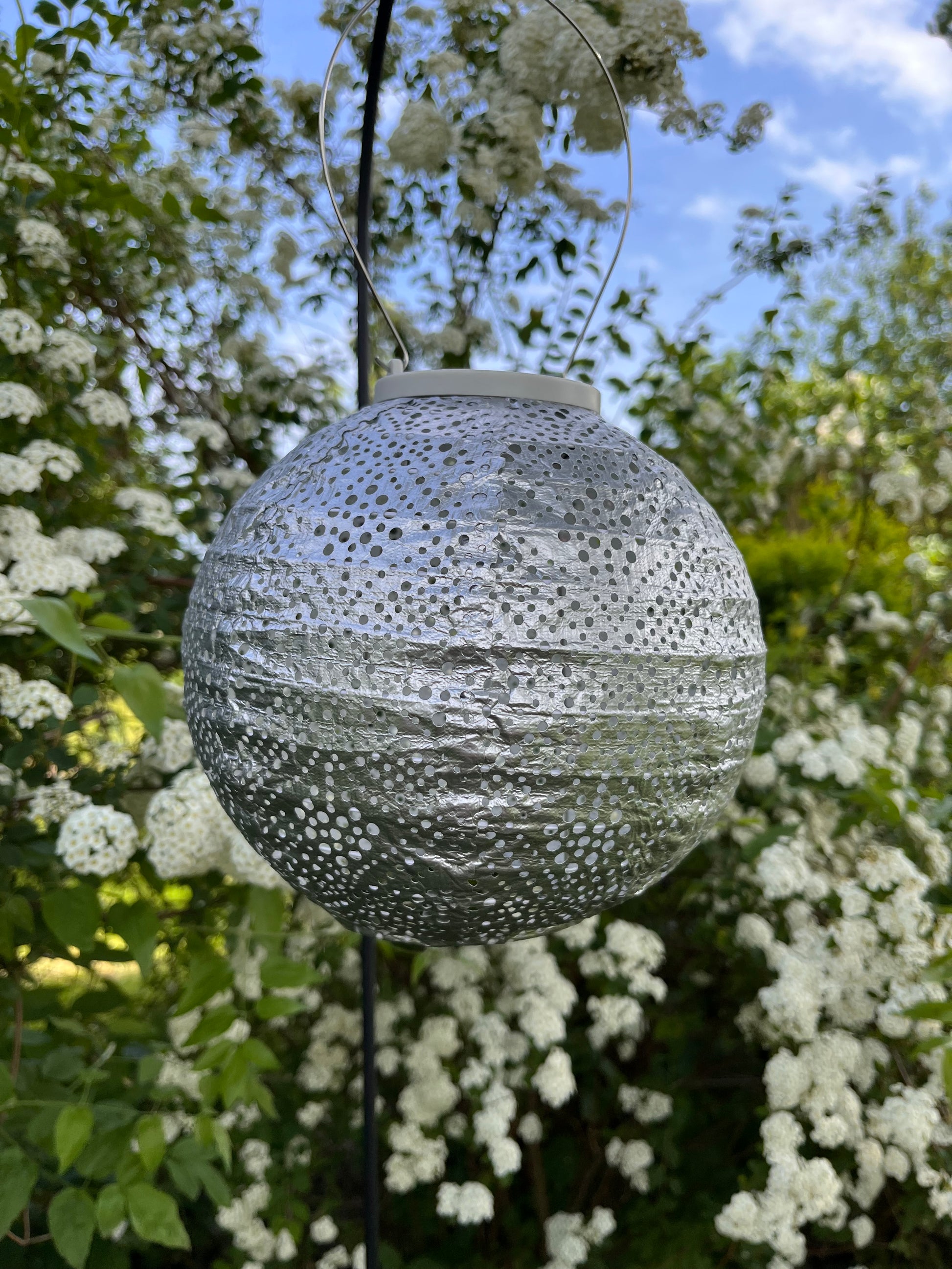 Flot sølv farvet lampe 20 cm. Nr. RO20/92