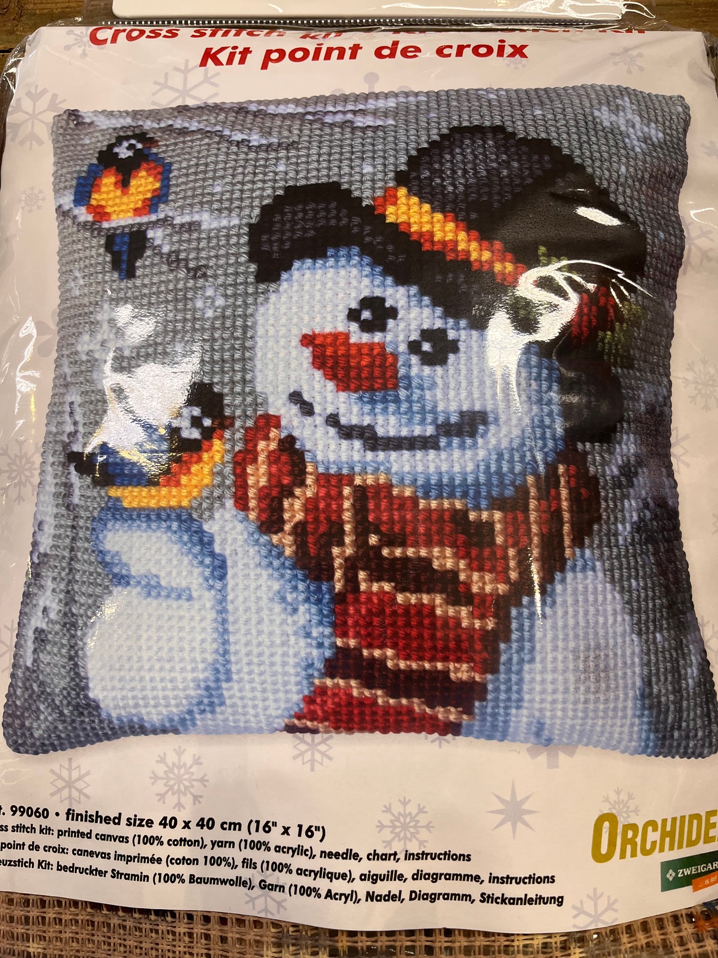 Broderi snemand pude.
