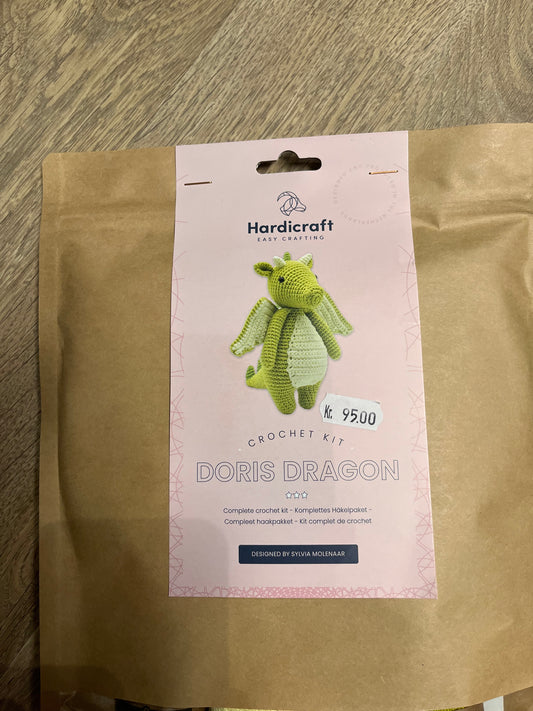 Hæklekit grøn drage.