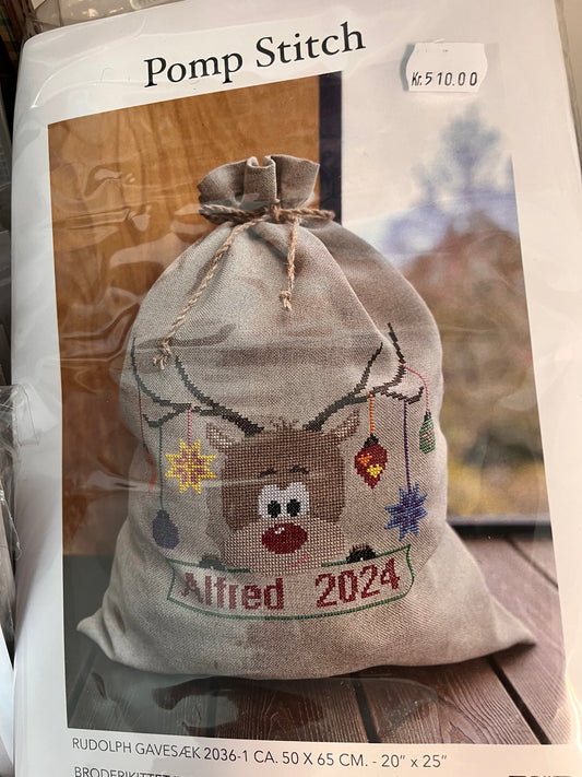 Broderi kit julesæk med Rudolf.